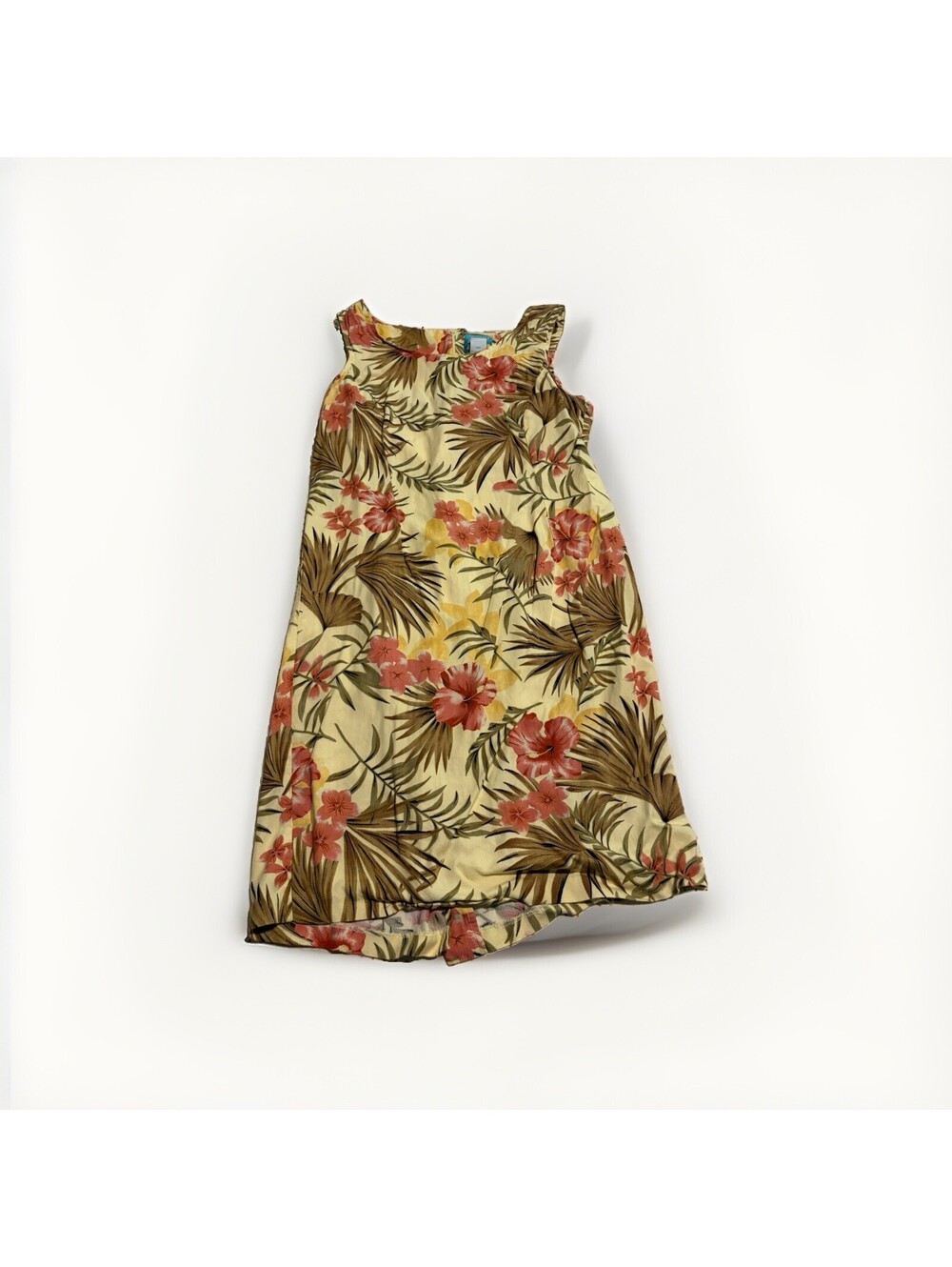 Bahama Beach Women's Sleeveless Tan Pink Floral Shift Dress Boho Beachwear Sz 12